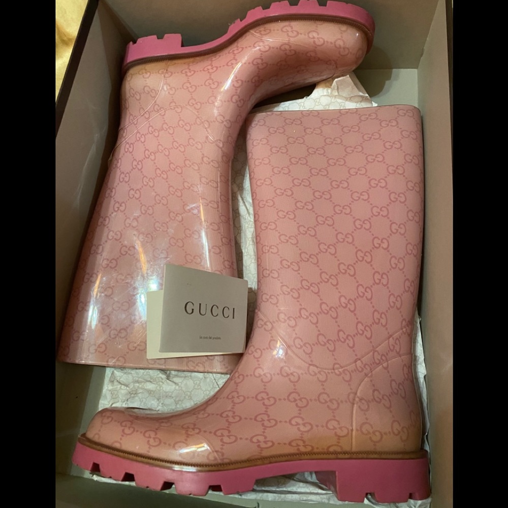 Pink Gucci Rain Boots